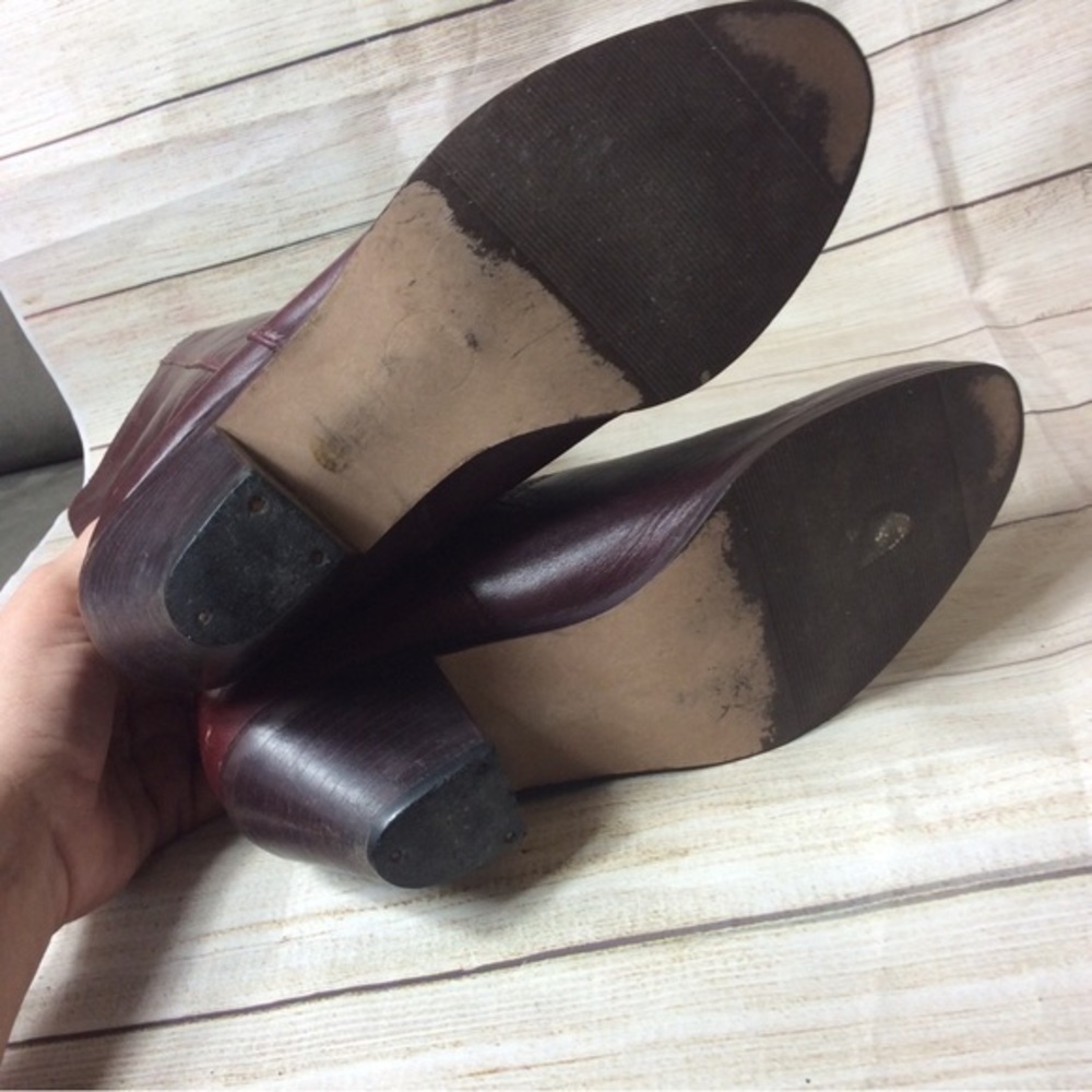 Etienne Aigner Burgundy Leather Heeled Boots - Picture 9 of 10